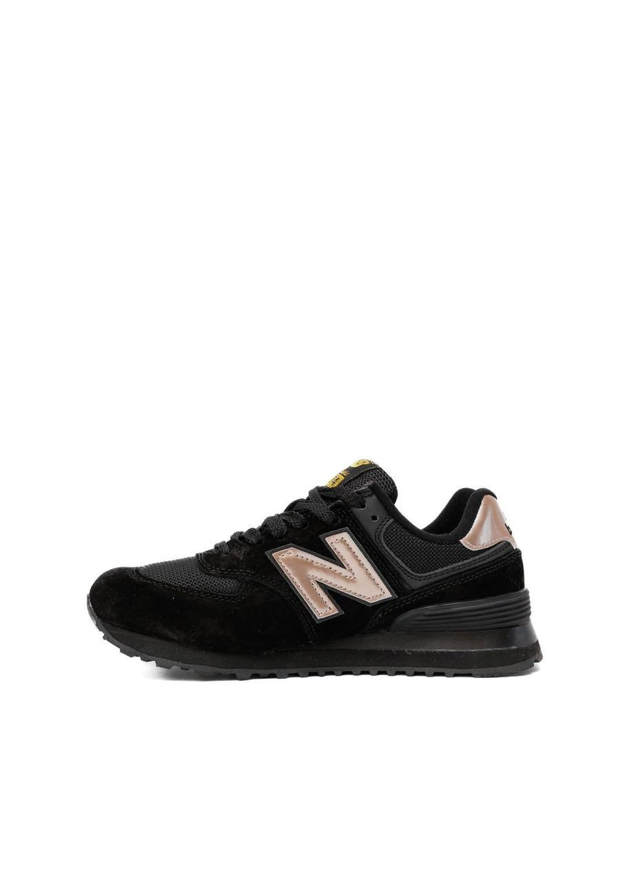 Кроссовки женские New Balance No Brand 574 Black Gold ND чёрные демисезоны (322295273)