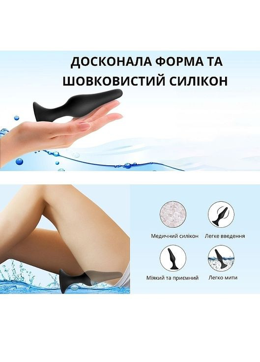 Набор анальных пробок из силикона, 4 шт. XL,L,M,S, черные - I’MCUM Black Button 4шт (1504327-39924301) I'MCUM (369407010)