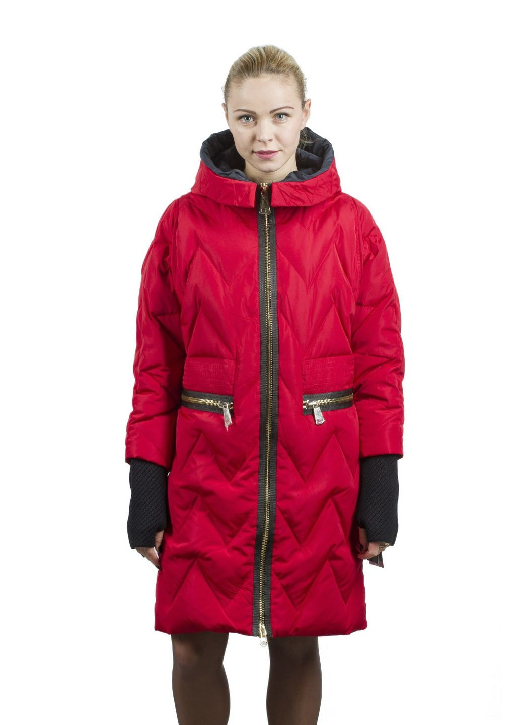 Червоний зимній Пуховик No Brand