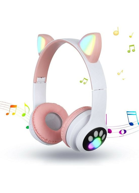 Наушники беспроводные Cat Ear VZV-23M Bluetooth с RGB подсветкой и кошачьими ушками Розовые No Brand (278769742)