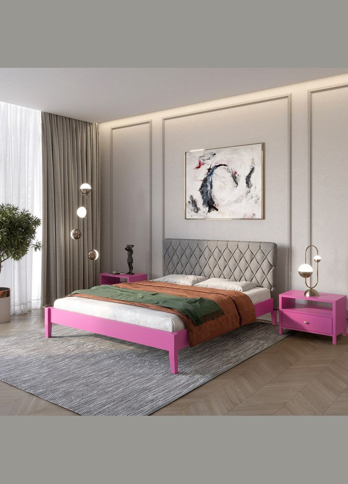 Односпальная деревянная кровать Венеция ДК (S2060R30B)/Аляска 93 (Серый) 80х200 см (MBG-5631) Mebigrand (366088027)