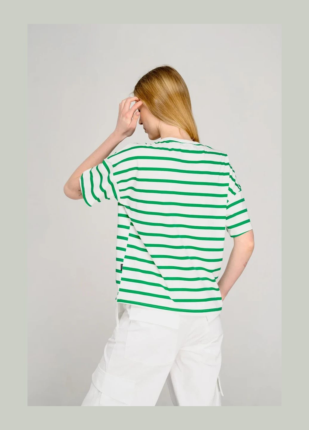 Комбинированная всесезон женская футболка котоновая зеленая mkaz6442-2 Modna KAZKA