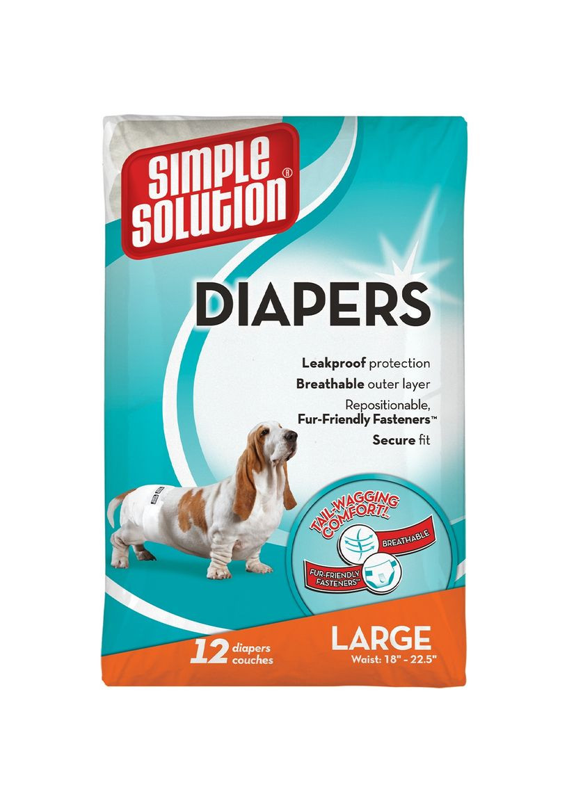 Гигиенические подгузники Disposable Diapers Large 12шт, для крупных пород собак Simple Solution (364488981)