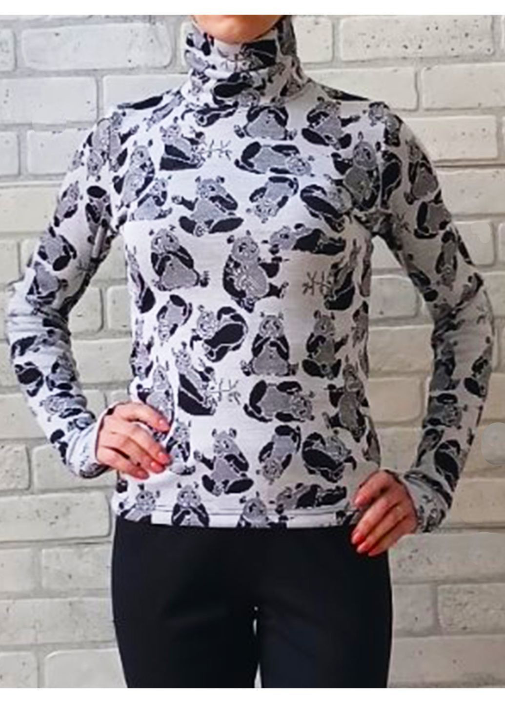 Водолазка жіночий гольф з високим горлом, тепла кофта з вирізом для пальця, колір сірий панди No Brand (368883073)