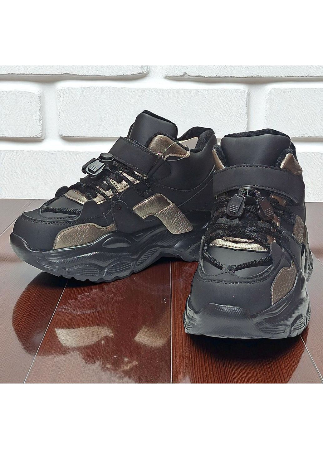 Черные демисезонные ортопедические утепленные демисезонные кроссовки на липучке для девушки подростка Tom.M