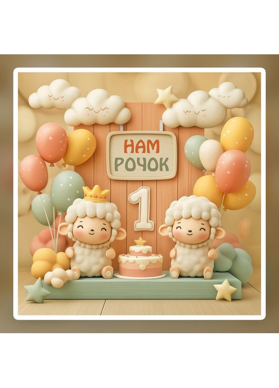 Банер для фотозони "Мій перший День народження" | 1.6×1.6 м | Святковий фон на 1 рік | №43163 Vinylpex (363820080)