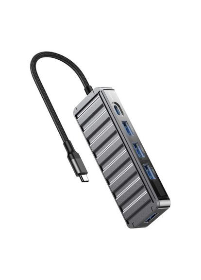 USB-Хаб HUB015 5in1 Multifunctional Docking Station Тьмяно-Прозорий XO (370612950)