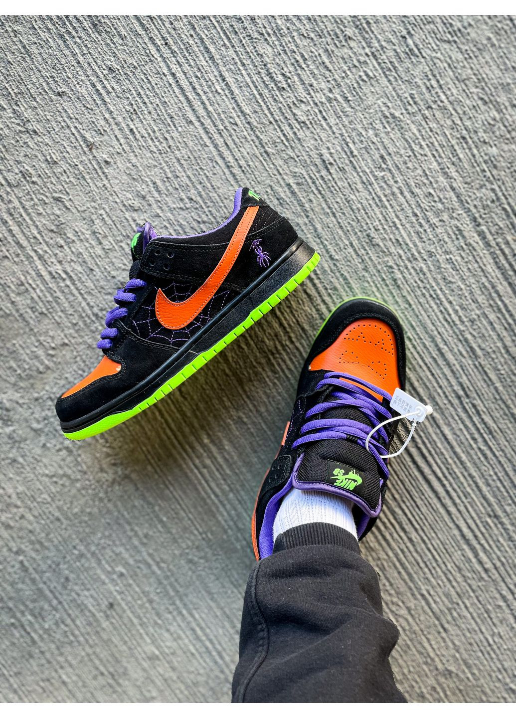 Черные всесезонные кроссовки мужские и женские nike sb dunk low night of mischief halloween black orange | найк сб данк низкие черные оранжевые No Brand