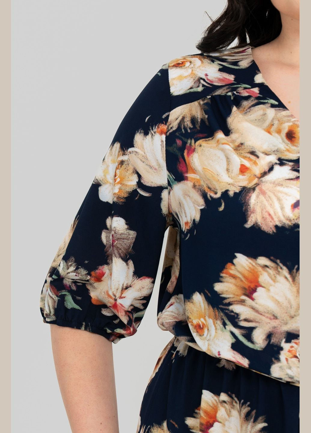 Світло-жовтий літня шифонова сукня з v-подібним вирізом розкльошена донизу all posa (ap102464p) A'll Posa