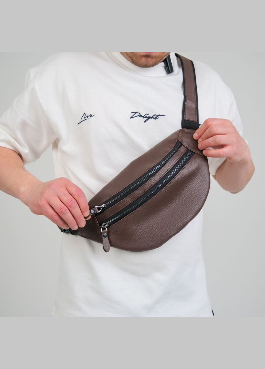 Нагрудная бананка унисекс сумка на пояс слинг с экокожи коричневый цвет ToBeYou Double (293247122)