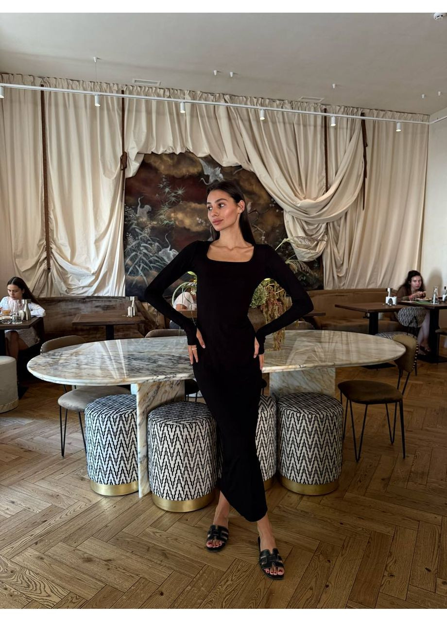 Черное макси-платье skims с квадратным декольте No Brand