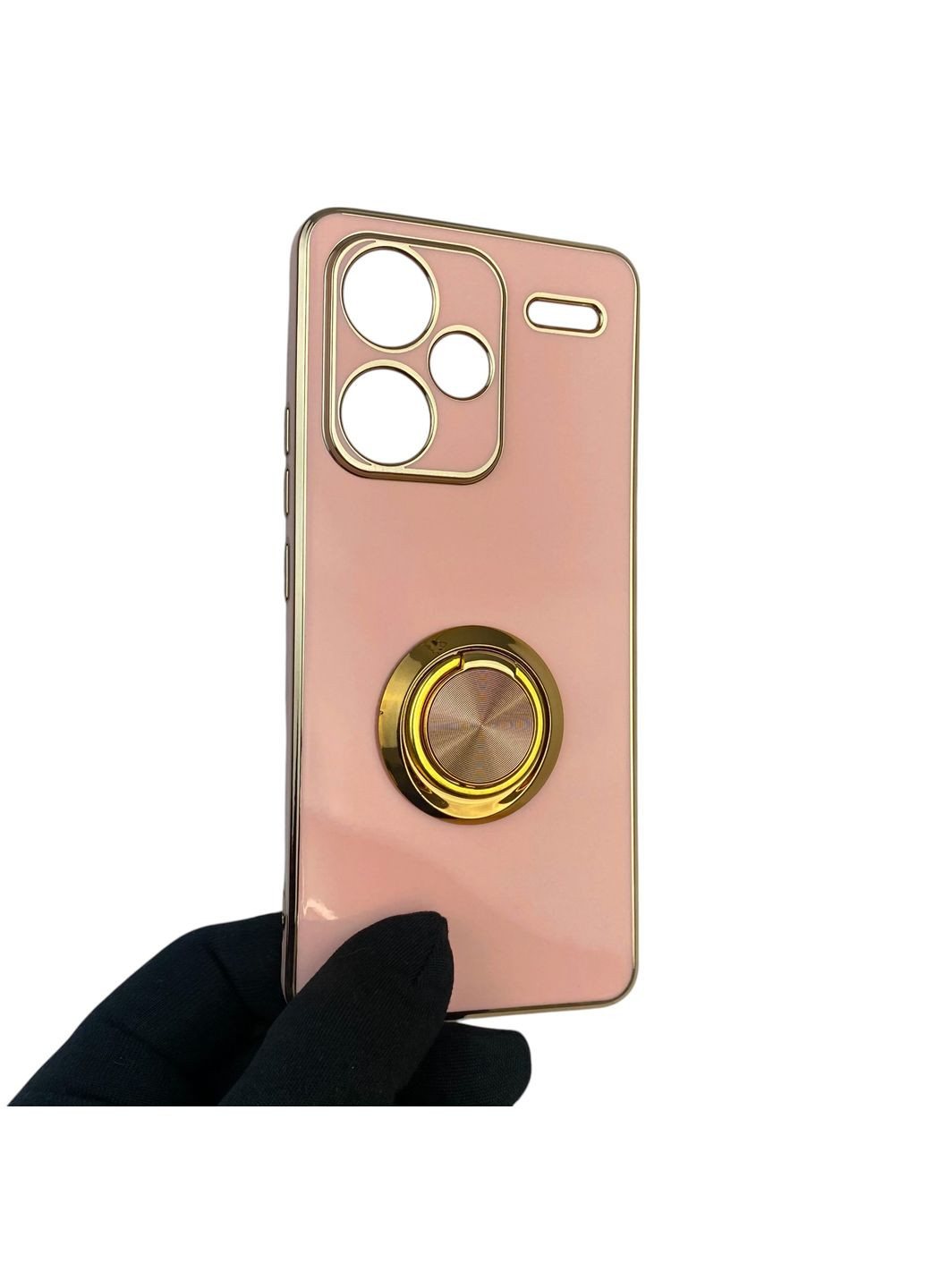 Чохол для Redmi Note 13 Pro Plus з кільцем-підставкою із золотою окантовкою на сяомі редмі нот 13 про плюс пудровий gs1 Xiaomi (366232458)