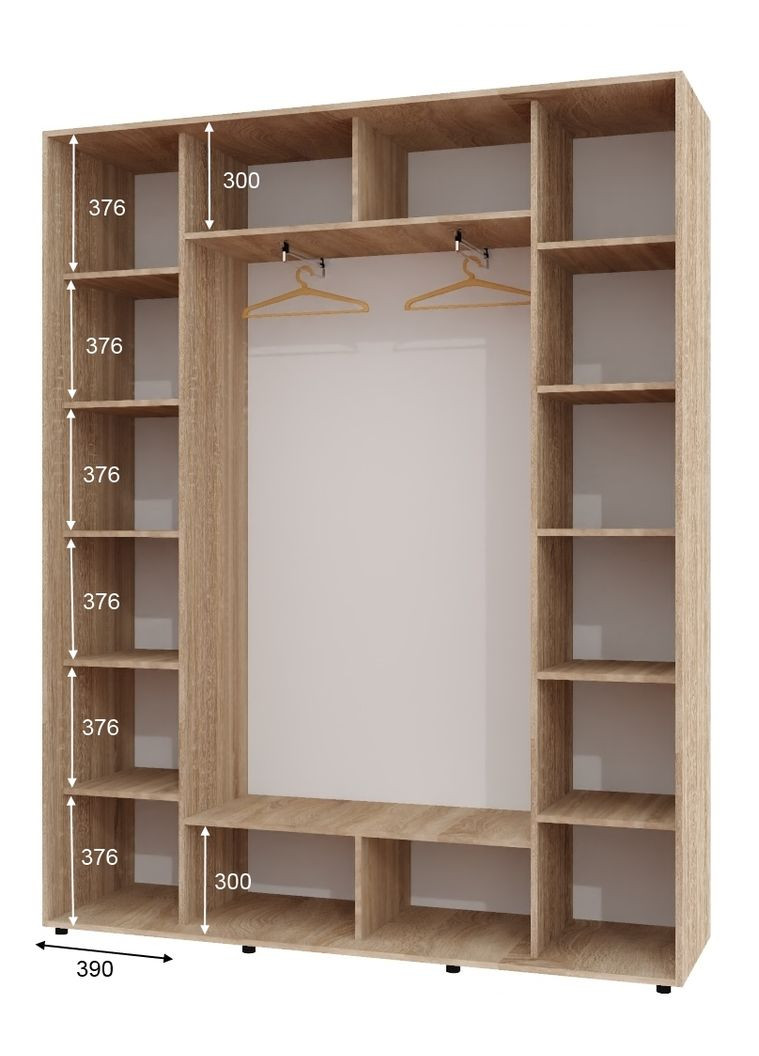 Шафа-купе тридверна 200*45*250 см Дуб Сонома 3 двері Дзеркало ШК-05 Алекса (360449919)