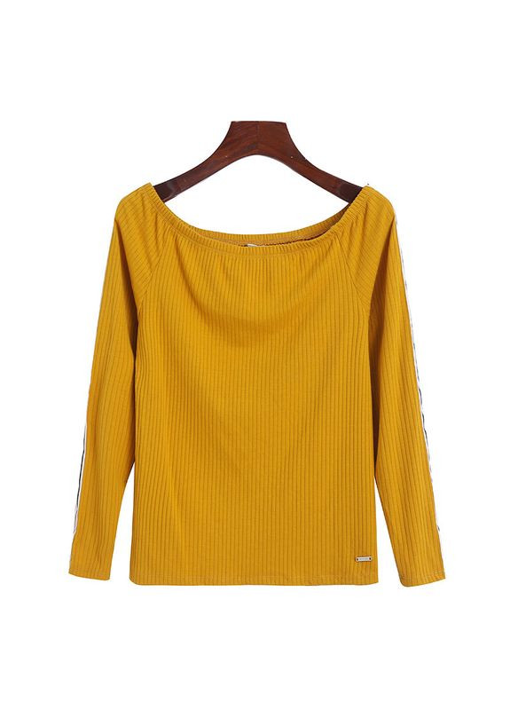 Лонгслив Icono Collection с лампасами на рукавах и открытыми плечами желтый La Polar (307175220)