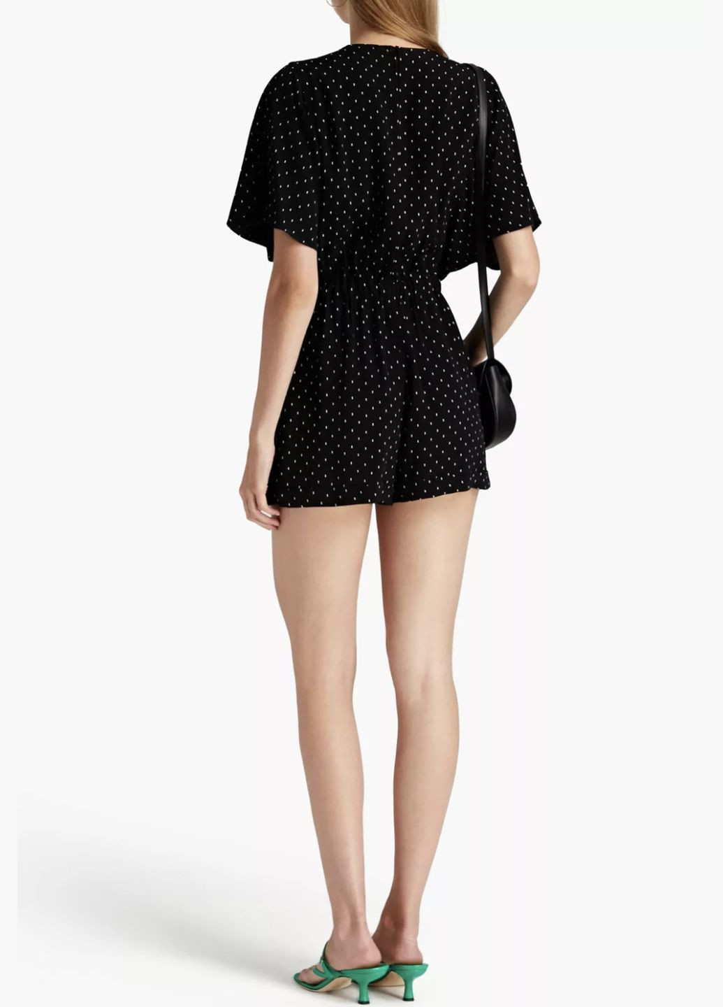 Стильний румпер Maje румпер комбінезон Isao комбінезон-шорти горошок чорно-білий вечірній, кежуал, повсякденний, відвертий, карнавальний, пляжний, домашній, спортивний, коктейльний, святковий віскоза