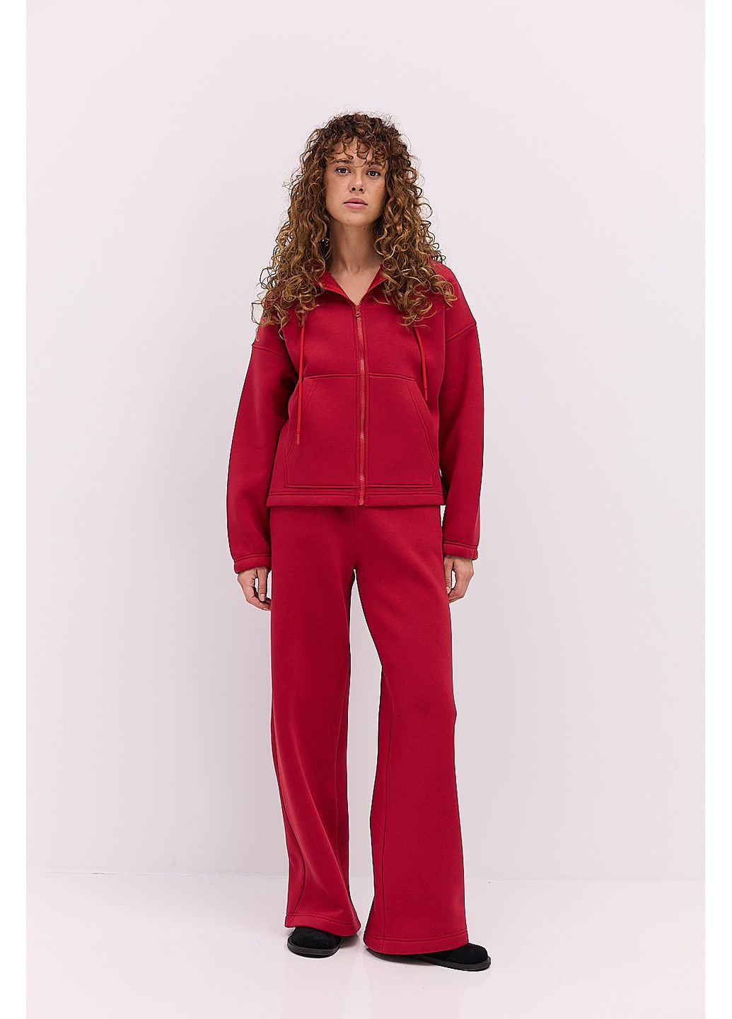 Женский спортивный костюм утепленный с зип-худи серый меланж Arjen (361056772)