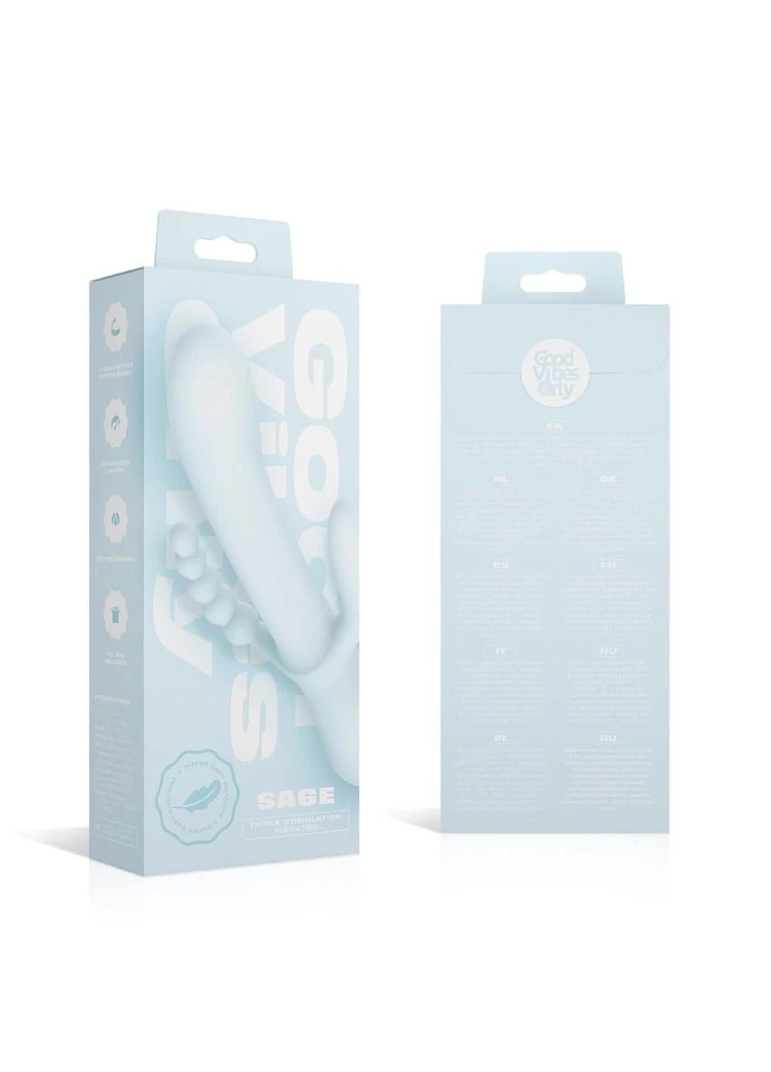 Вибратор-кролик SAGE Triple Stimulation Vibe Soft Silicone - Blue - CherryLove Good Vibes Only (389902348)