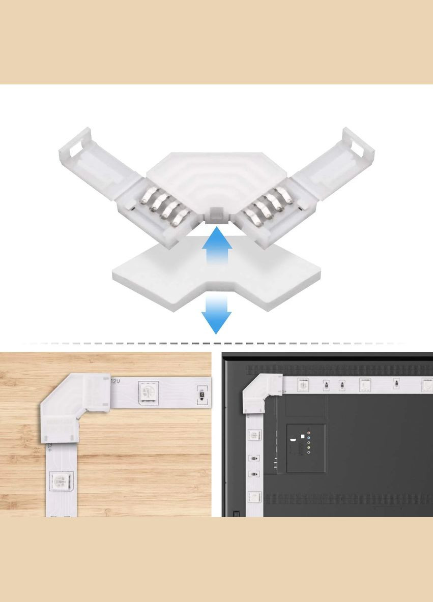 Конектор для світлодіодної стрічки LED кутовий L-подібний 10мм 4pin No Brand (334302343)