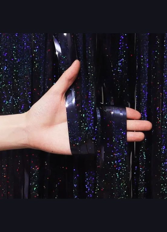 Дождик для фотозоны с голограммой 1 м на 1 м черный Jannet Дощик (316353622)