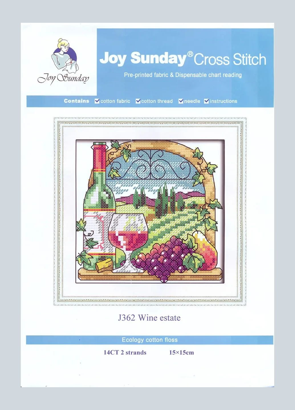 Набір для вишивання за нанесеною на канву схемою "Wine estate ". AIDA 14CT printed, 15*15 см Joy Sunday (313614291)