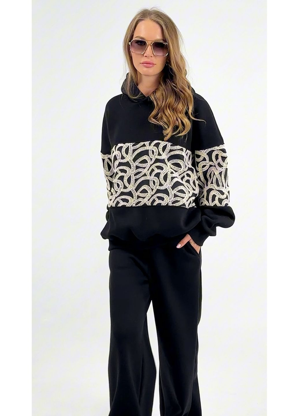 Стильний костюм на флісі чорного кольору - UA56 / EU50 Iren Klairie (364831453)