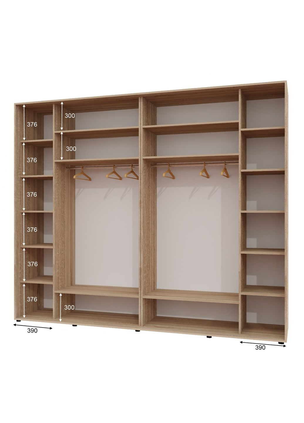 Шкаф-купе трехдверный 300*60*250 см Дуб Сонома 3 двери ДСП Люкс-147 Алекса (360462778)