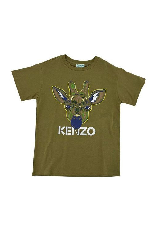 Хакі (оливкова) демісезонна футболка, арт. 25781, жираф, 152 см, 12 років Kenzo