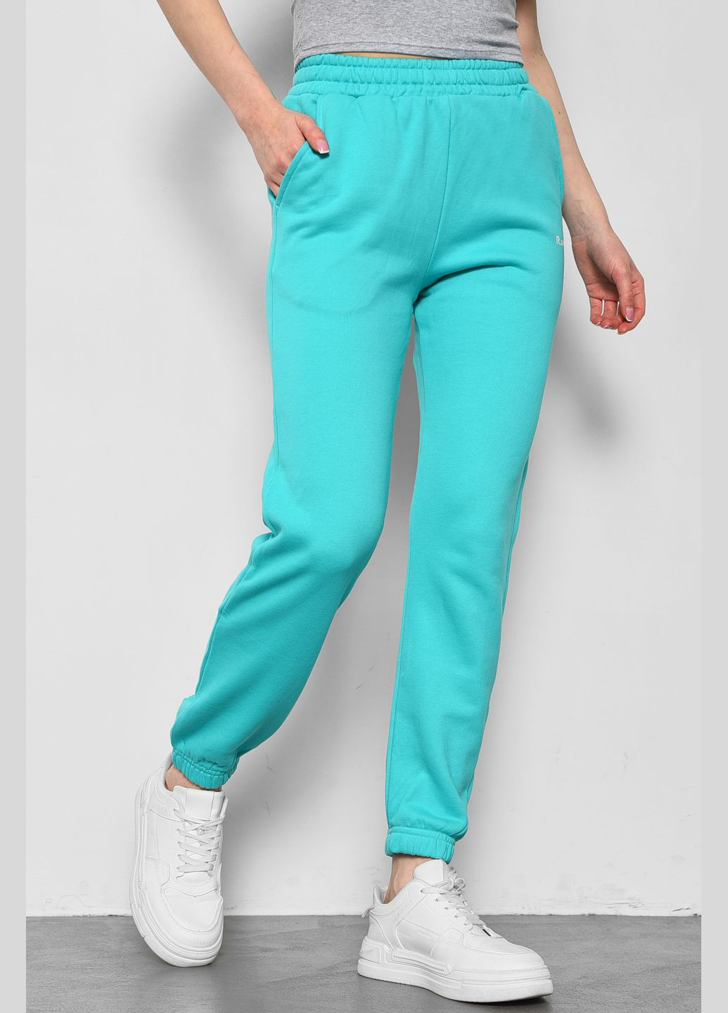 Спортивні штани жіночі бірюзового кольору Let's Shop (291683330)