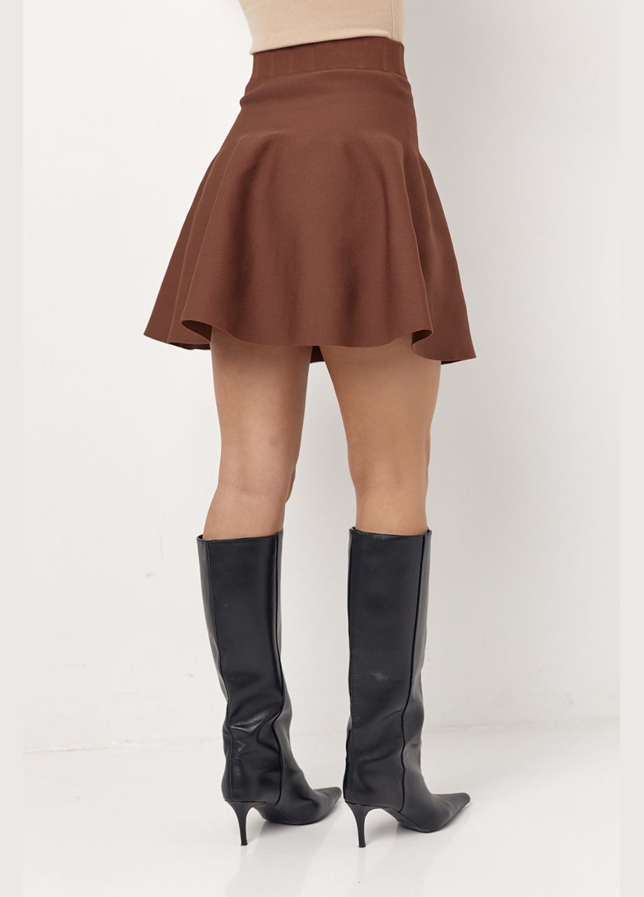 Коричневая женская мини-юбка солнце-клёш Lurex