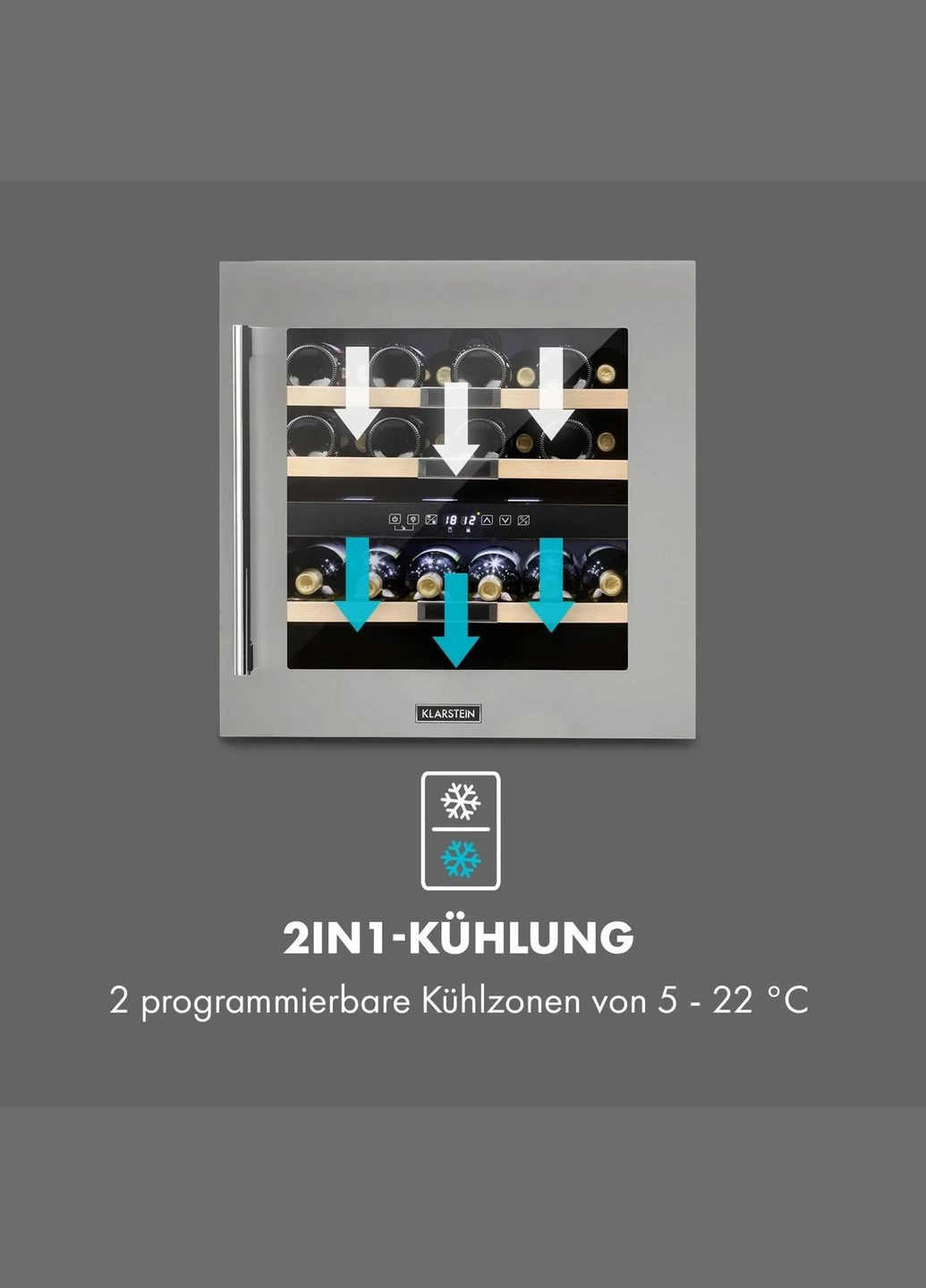 Винный холодильник под застройку Vinsider 36 85 л 2 зоны (10033682) Klarstein