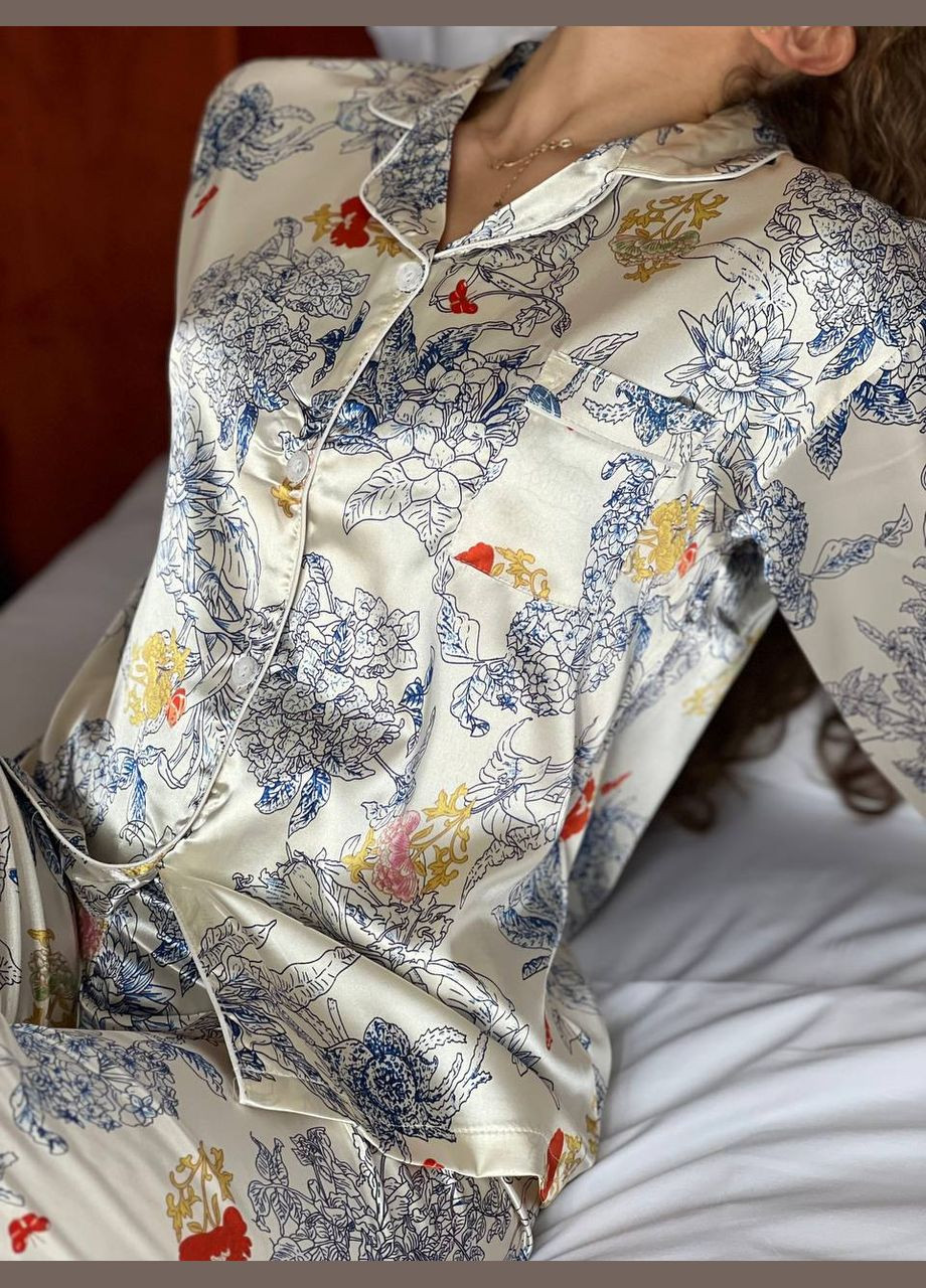 Бирюзовая всесезон женская пижама брюки рубашка рубашка + брюки No Brand