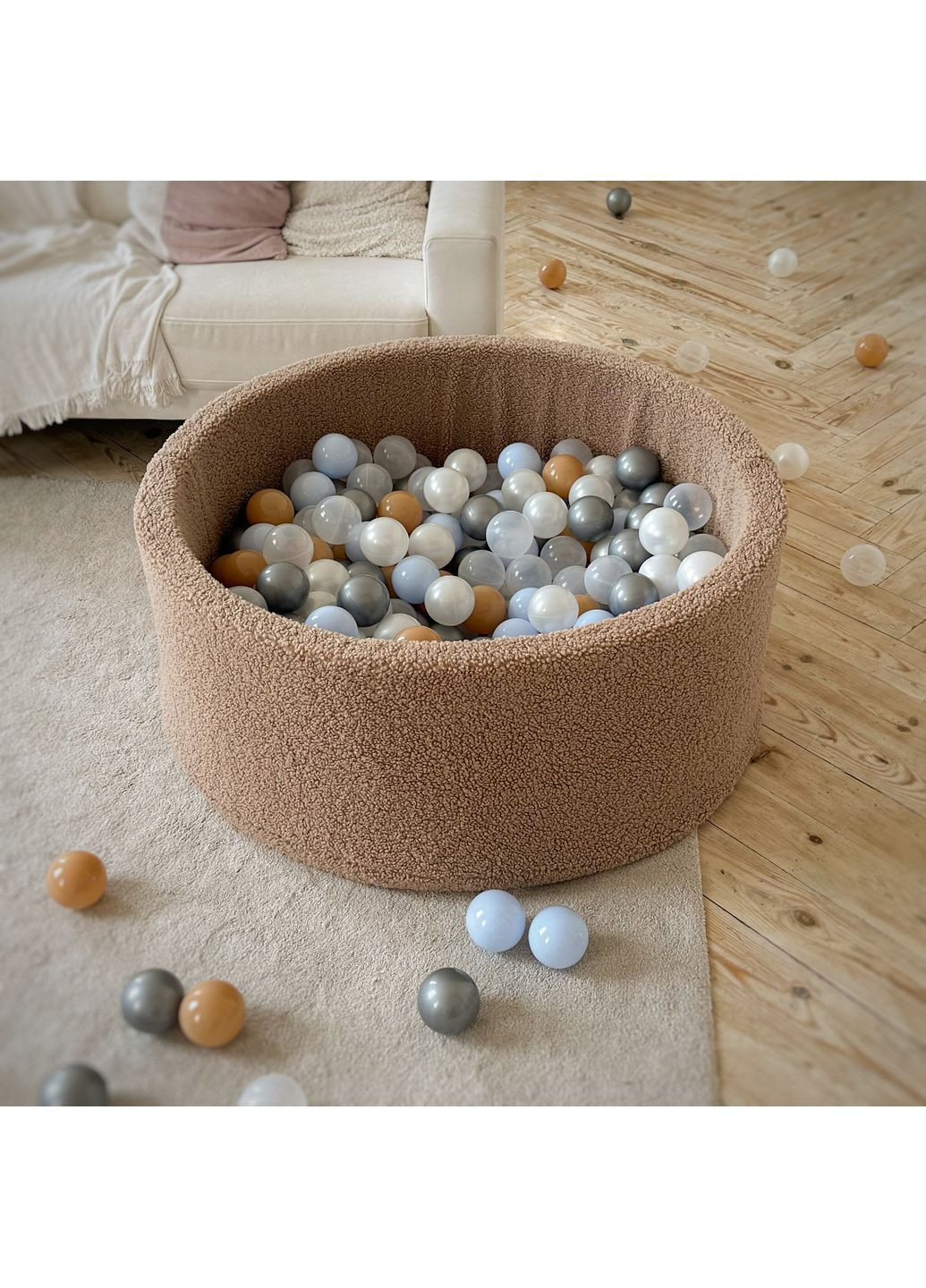 Дитячий сухий басейн з хутра Тедді (100х40 см) JoyfulKids (370665073)