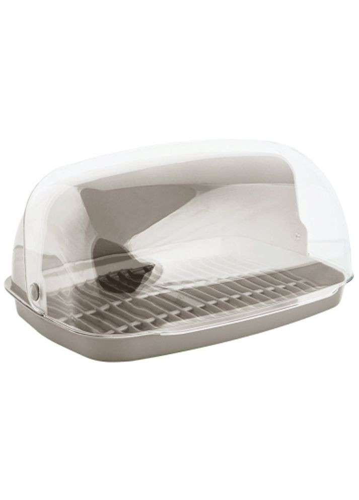 Хлебница для кухни 36×27×18 см Пластиковая емкость для хранения хлеба с откидной крышкой Какао Алеана (332614102)