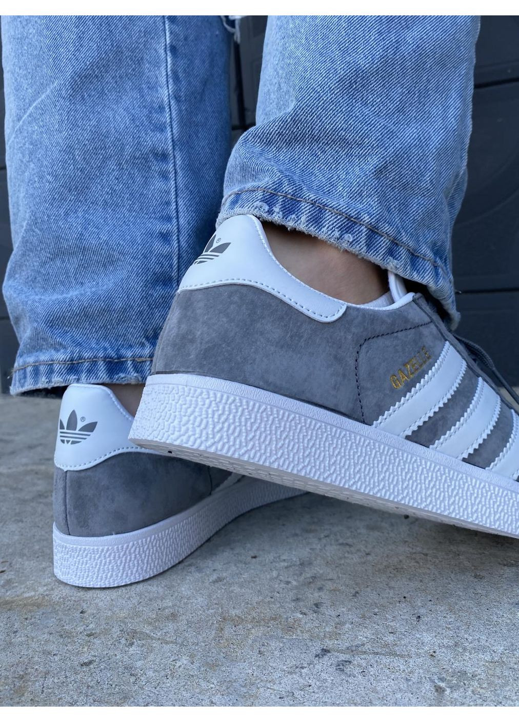 Сірі Осінні кросівки чоловічі adidas gazelle grey white адідас газель No Brand