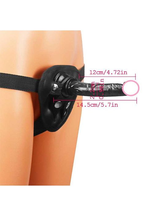 Набір: трусики для страпона, фалоімітатор і кільця під різні фалоси - Чорний - (372734060)