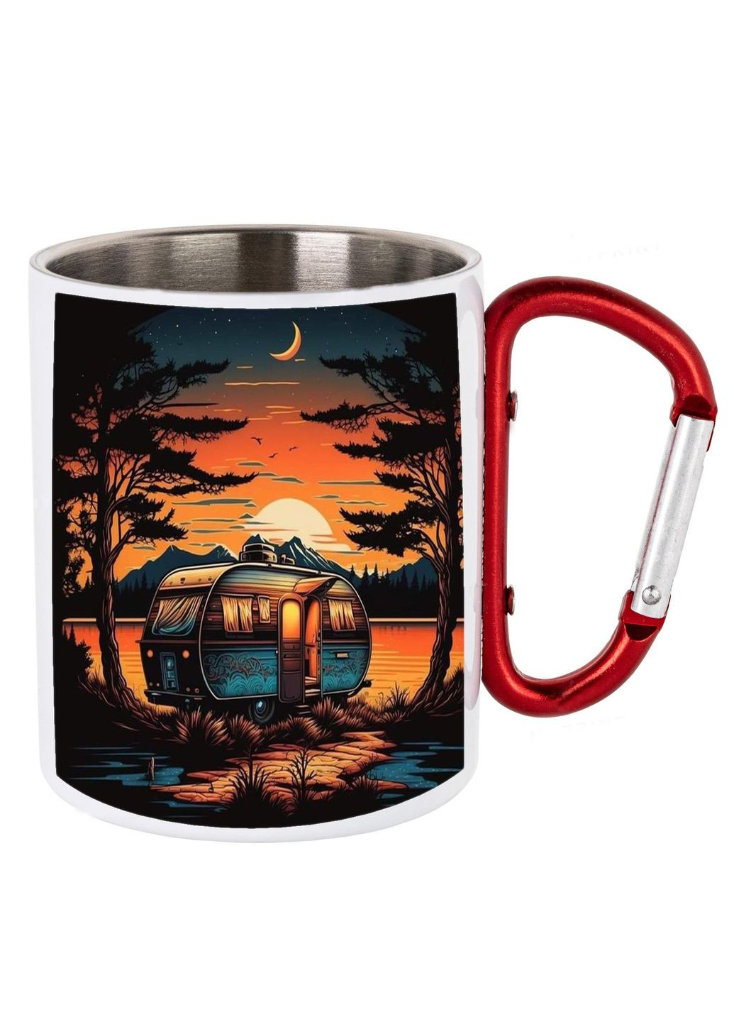 Кружка металлическая с карабином (red) туристическая 300 мл #0107 белая No Brand (316120970)