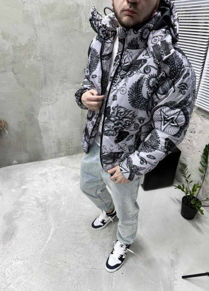 Белая зимняя зимняя куртка с отстегивающимся капюшоном No Brand