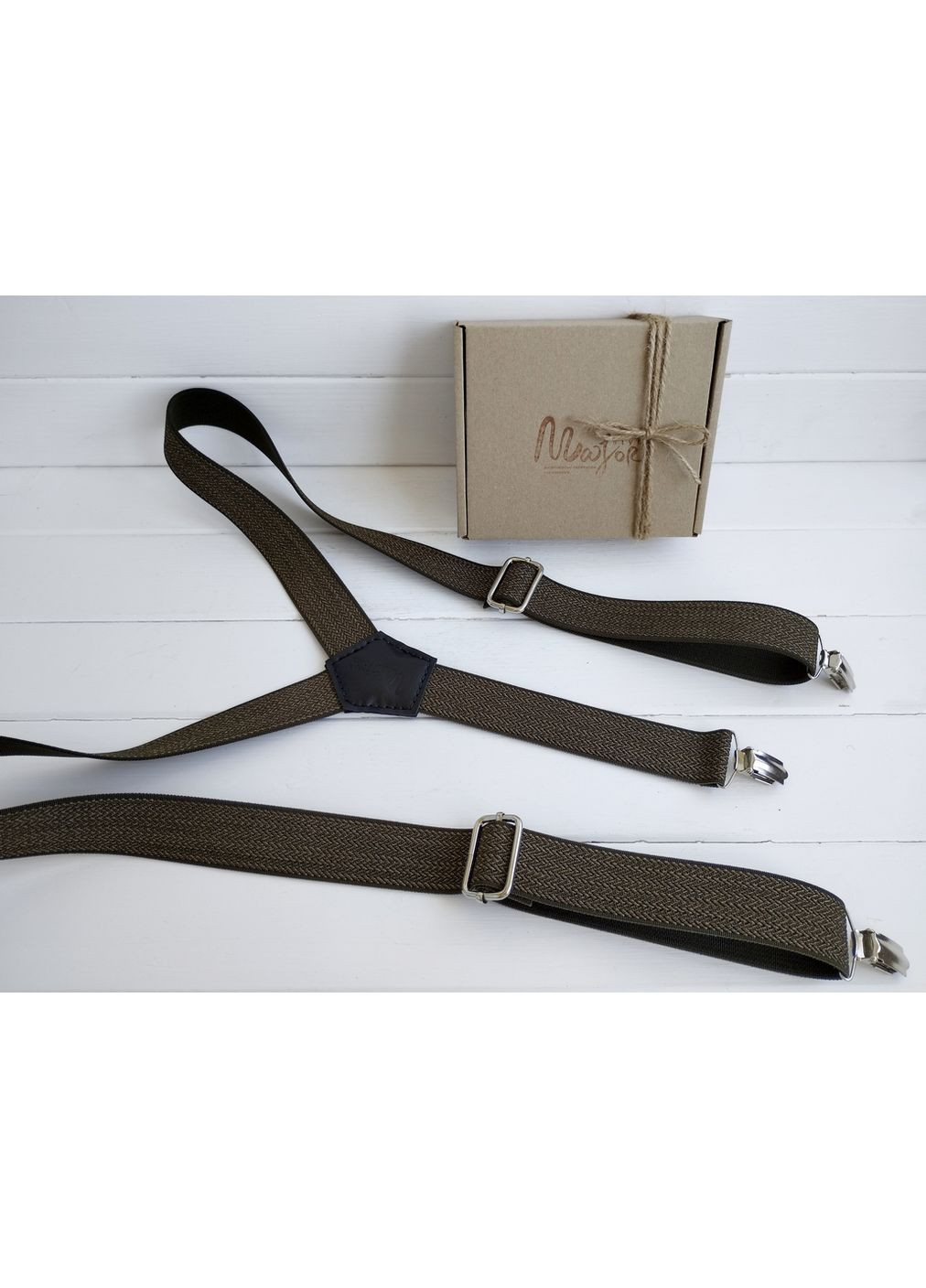 Оливкові підтяжки текстуровані Major Style (357206607)