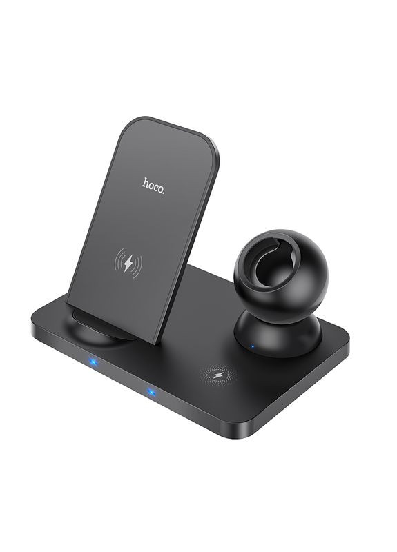 Беспроводная зарядка, настольная зарядная станция QI Ultra-Charge 3in1 CW33 |5-15W QI 2А| Черный Hoco (337351994)