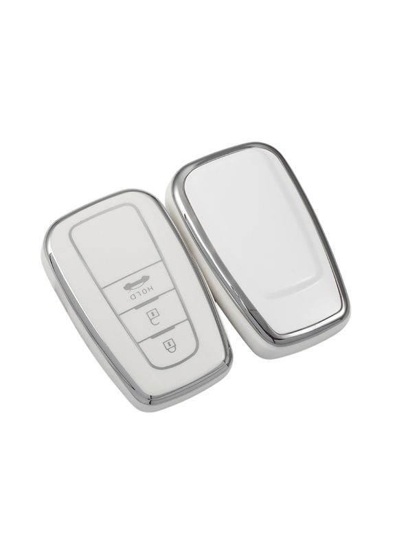 Чохол ключа білий+хромована окантовка (3 кнопки) TPU Toyota (369610205)