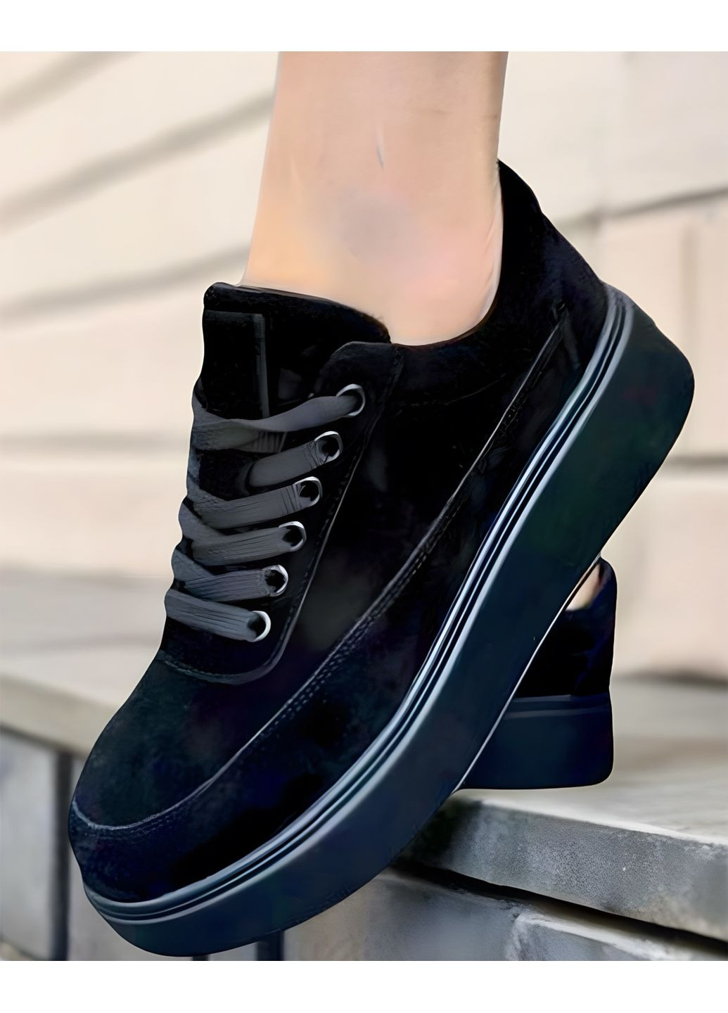 Женские черные кроссовки на танкетке. No Brand чёрные демисезоны (356115561)