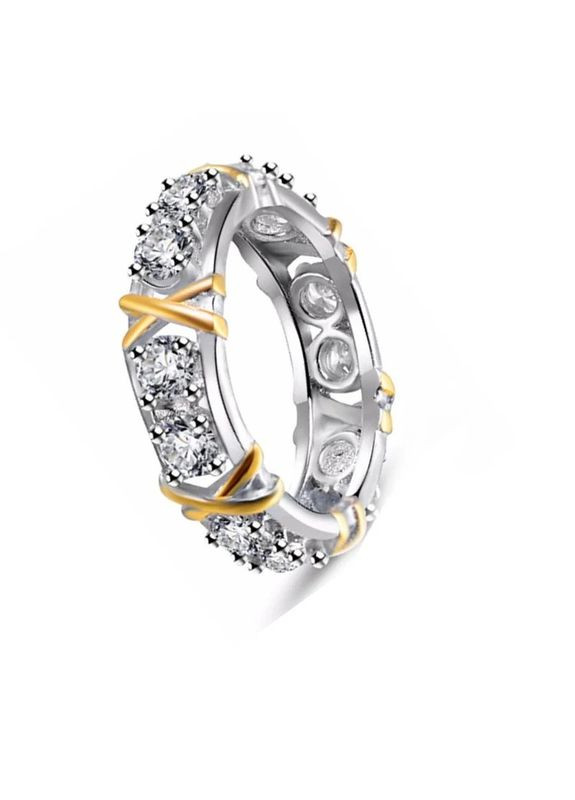 Каблучка жіноча розкішна каблучка під срібло і золото з білими фіанітами Twist р. 15 Fashion Jewelry (285110634)