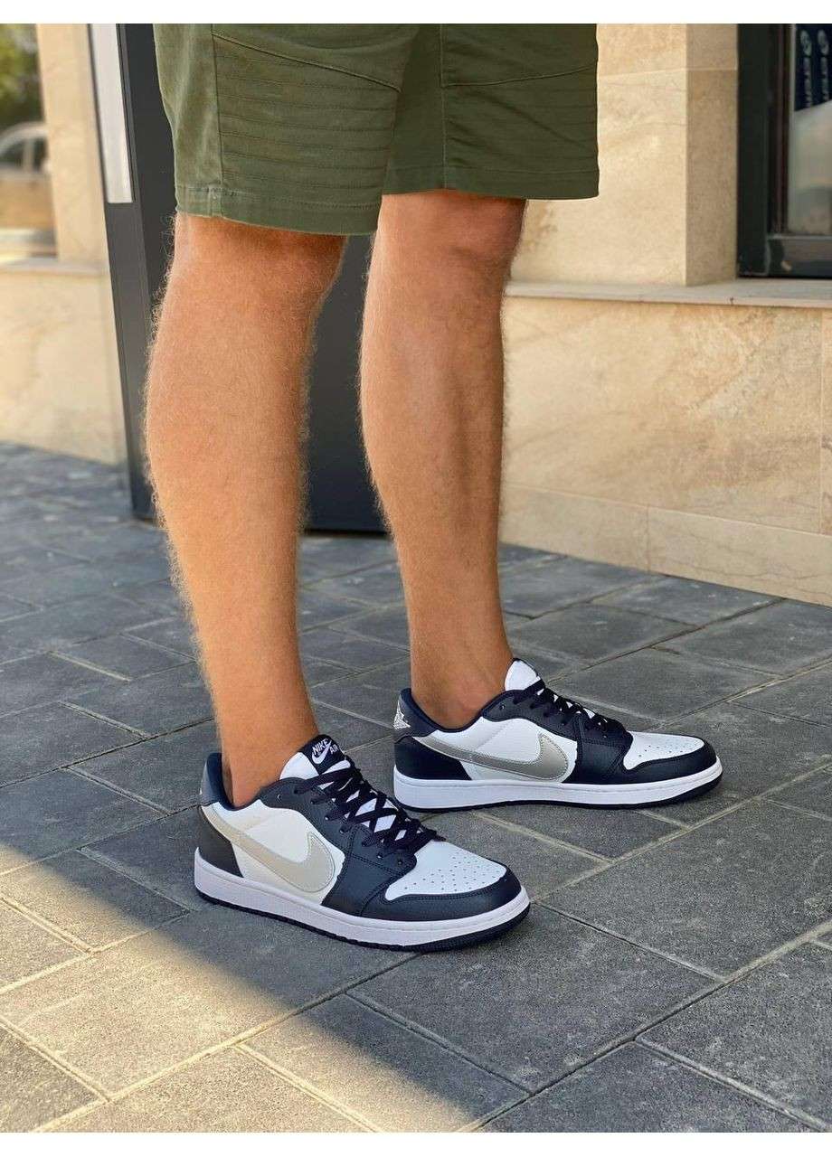 Белые демисезонные кроссовки мужские nike air jordan retro 1 low blue white silver найк аир джордан No Brand