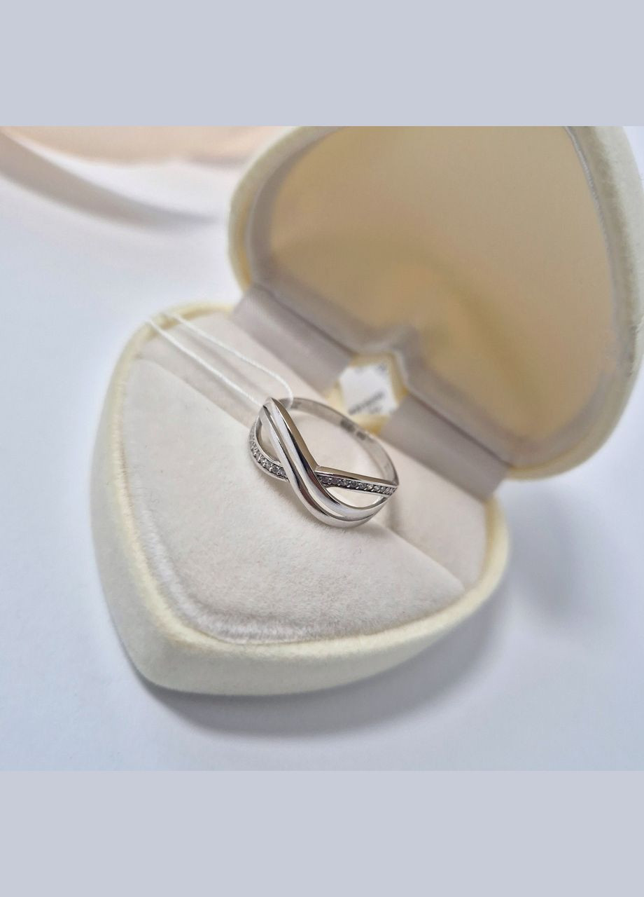 Серебряное кольцо с Белыми камнями Бесконечность.0 размер серебро 925 пробы Родированное 1579к No Brand (307289192)