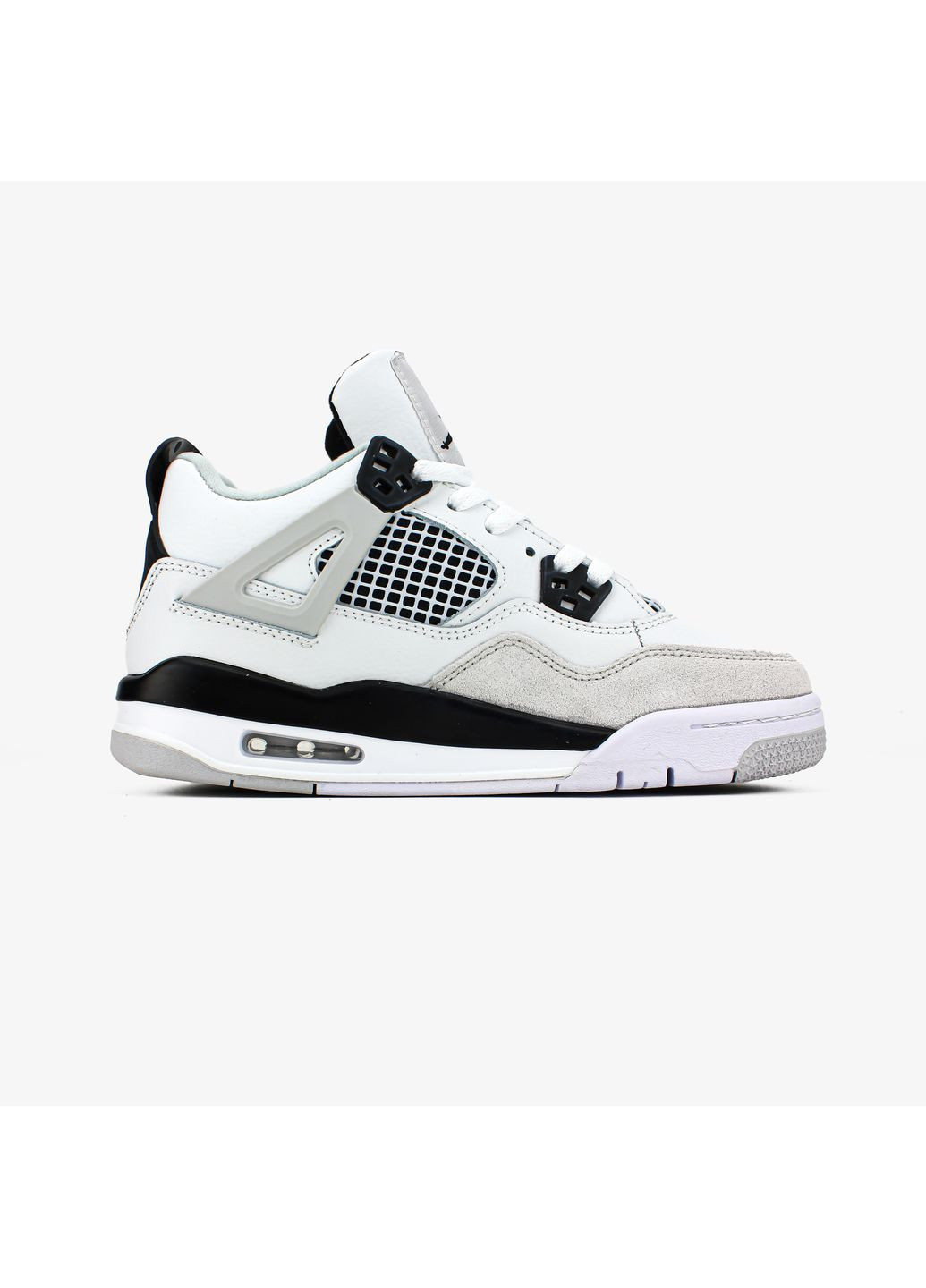 Кроссовки женские и мужские Nike Air Jordan 4 Retro white black | Найк Аір Джордан 4 Ретро белые демисезоны (369722684)