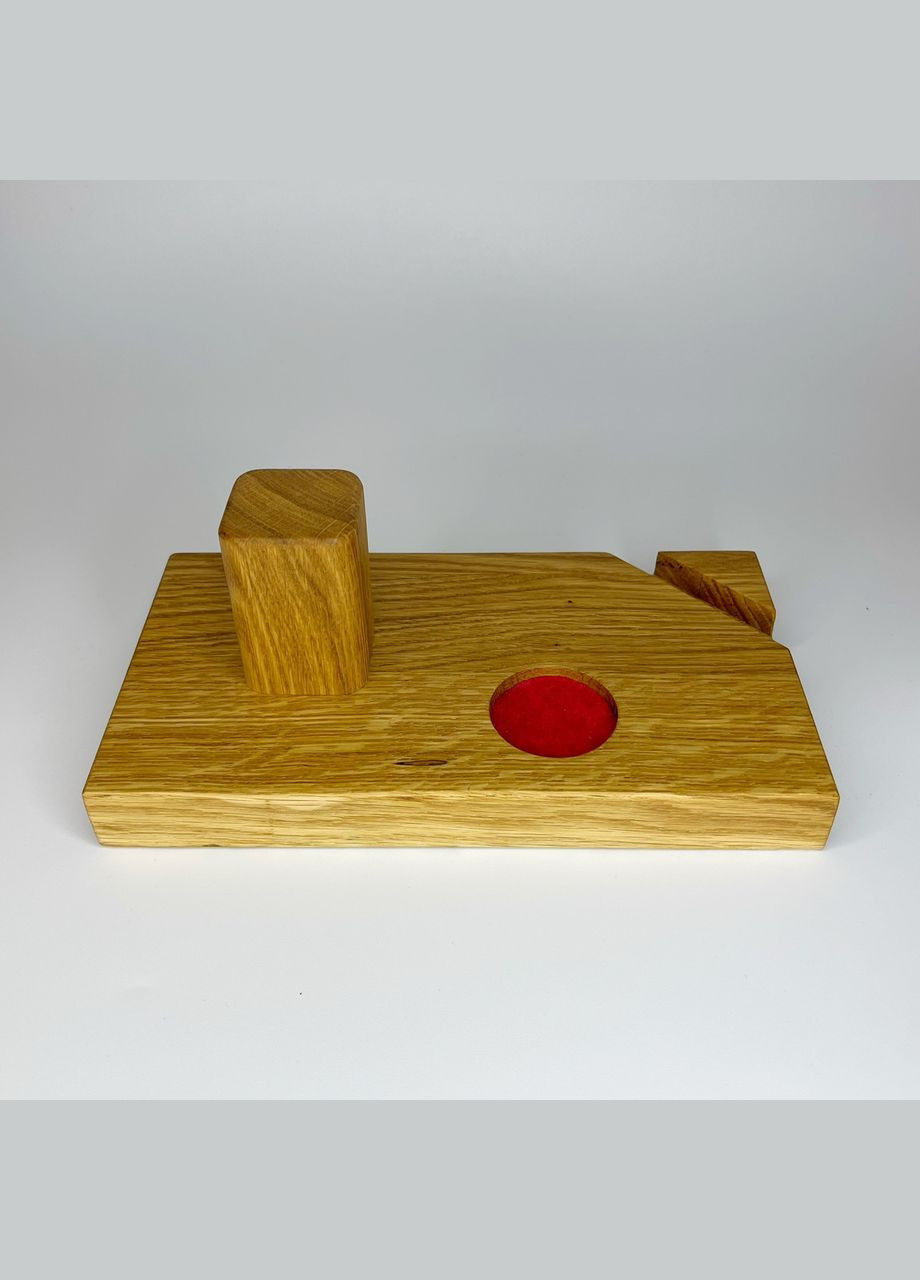 Підставка дерев'яна Дубова підставка для годинника телефона і перстня Коричневий 22 см х 12 см х 8.5 см Finding (316248849)