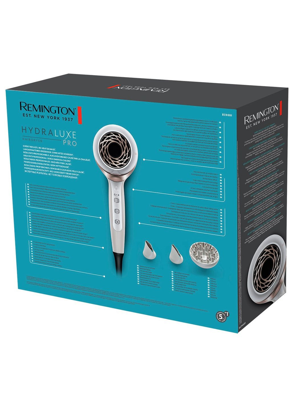 Фен HYDRAluxe PRO, 2200Вт, 3 режими, дифузор, іоніз-я, хол. обдув, Remington (314932449)