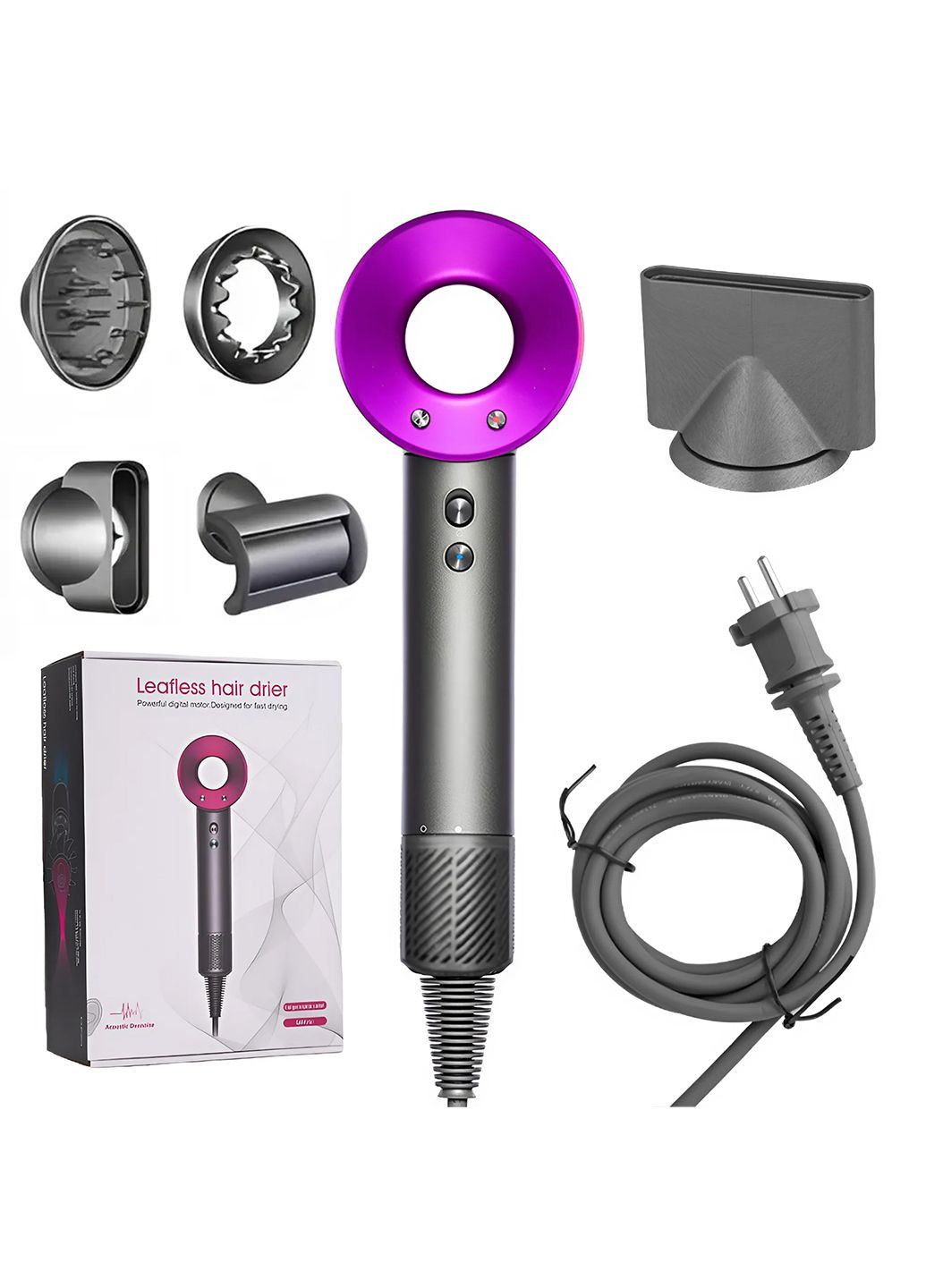 Высокоскоростной фен с бесщеточным мотором и ионной технологией и 5 насадками Hairdryer UFT (316385895)