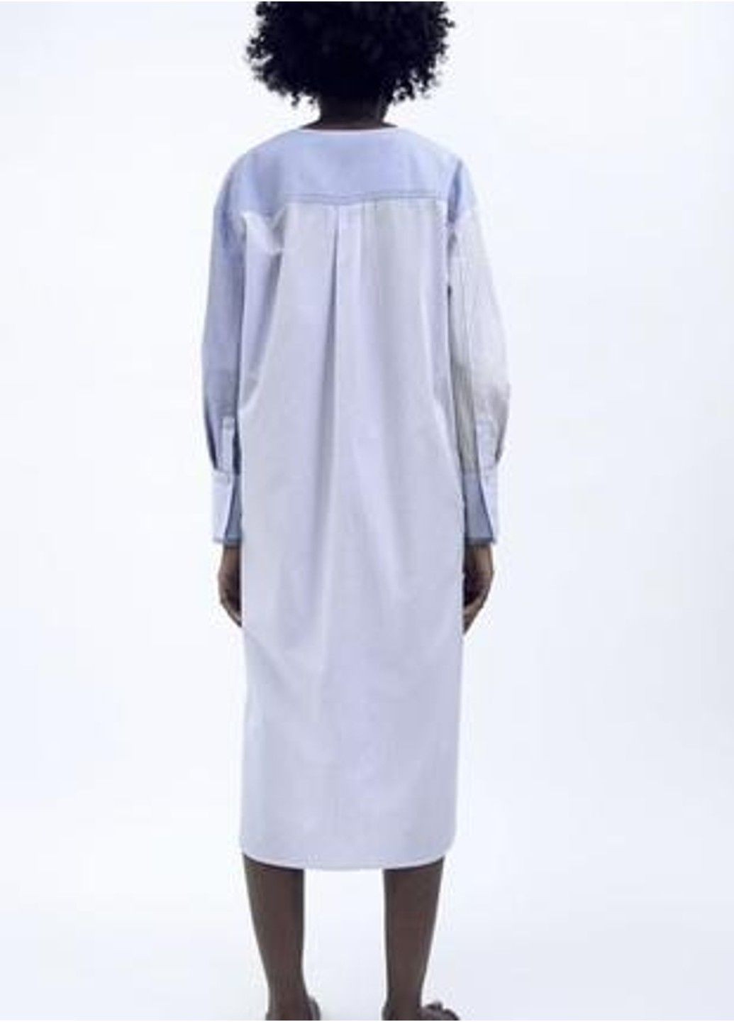 Комбінована сукня-сорочка жіноча blue & striped patchwork midi shirt dress Zara