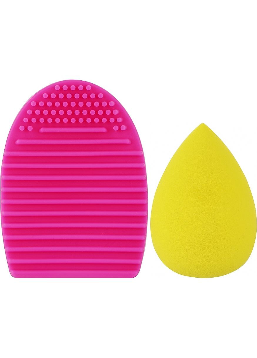 Набір спонжів для макіяжу та вмивання, 2 в 1, PF-53, малиновий + жовтий 2шт (1383499-27076307) Puffic Fashion (365822803)